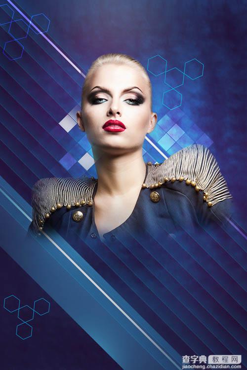 Photoshop设计打造绚丽的蓝色潮装人物海报76