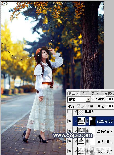 Photoshop为绿树下的人物调制出灿烂的霞光效果20