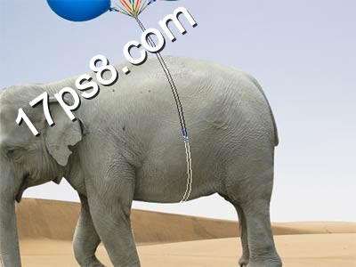 photoshop合成制作使用彩色气球空运大象场景6