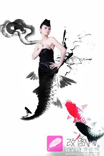 photoshop 简单合成水墨风格的美人鱼1