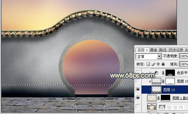 Photoshop合成唯美的江南古典园林拱门美景教程24