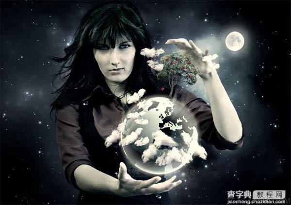 photoshop 合成玩转地球的女魔法师1