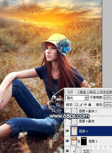 Photoshop调制出柔和的晨曦霞光草丛人物图片30