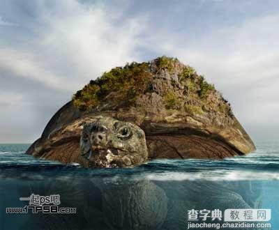 photoshop合成制作海龟岛­自然场景25