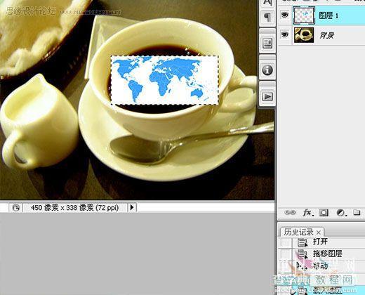 photoshop 合成一杯盛有世界地图的咖啡6