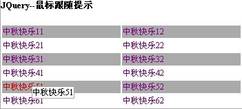 基于JQuery的一个简单的鼠标跟随提示效果1