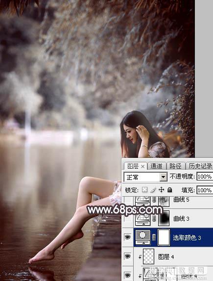 Photoshop将湖景人物图片打造出唯美的暗褐色秋季33