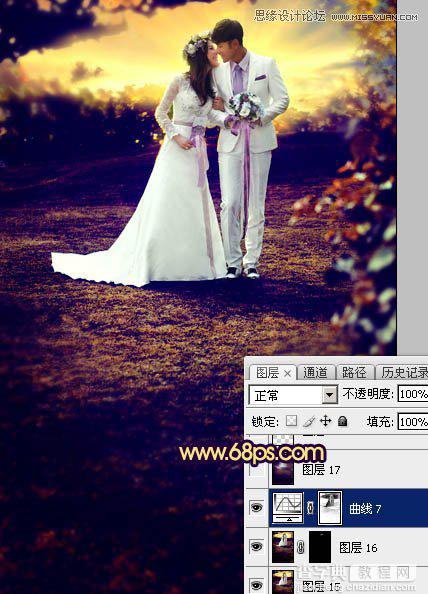 Photoshop调出梦幻紫色效果的外景婚纱照教程43