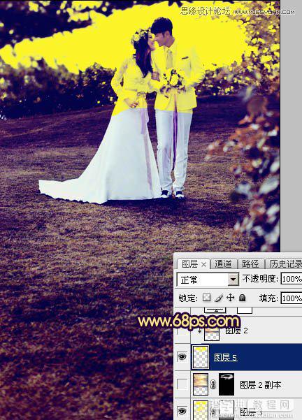 Photoshop调出梦幻紫色效果的外景婚纱照教程15