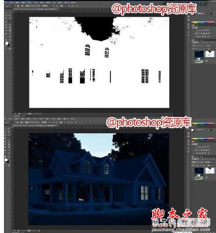 教你怎么用Photoshop调出白天别墅照片逼真的夜景效果的方法4