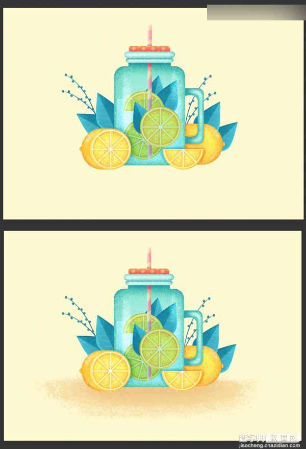Photoshop合成创意扁平化风格的柠檬杯插画39
