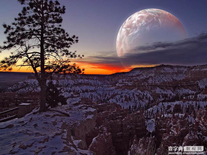 Photoshop为霞光图片增加漂亮的行星特效15