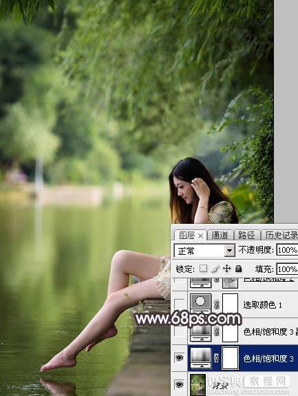 Photoshop将湖景人物图片打造出唯美的暗褐色秋季6