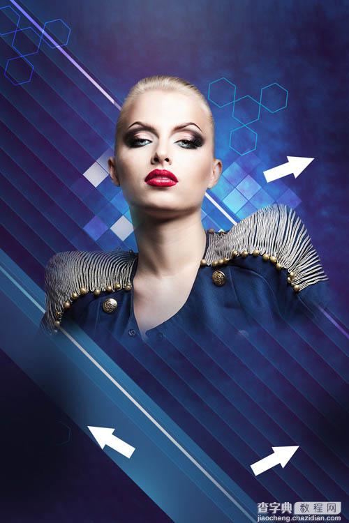 Photoshop设计打造绚丽的蓝色潮装人物海报66