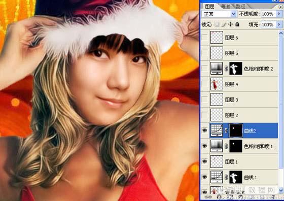 photoshop 给漂亮的圣诞美女换头像5