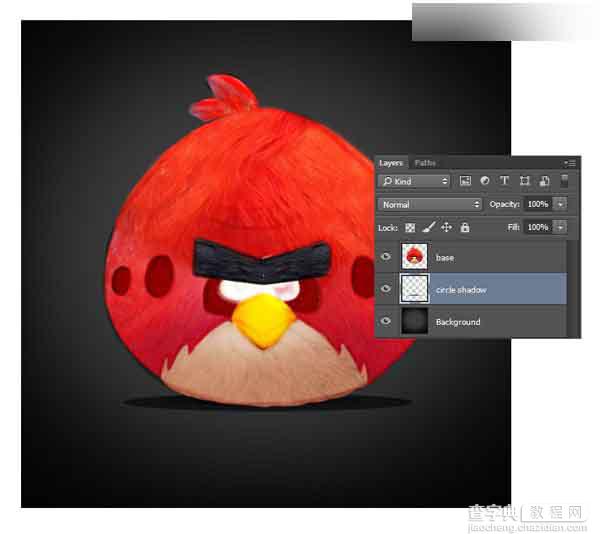 Photoshop绘制超逼真的红色可爱的愤怒的小鸟13