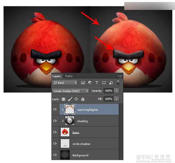 Photoshop绘制超逼真的红色可爱的愤怒的小鸟16
