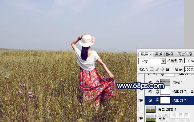 Photoshop调制出秋季暖色霞光荒原人物图片7