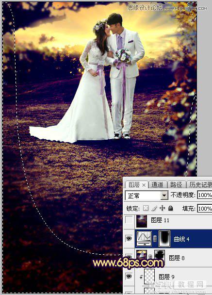Photoshop调出梦幻紫色效果的外景婚纱照教程40