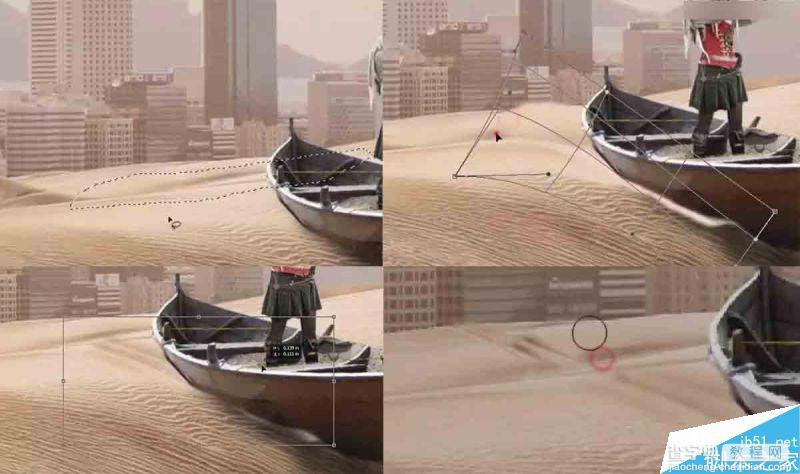 Photoshop合成创意风格被沙丘淹没的荒废城市场景12