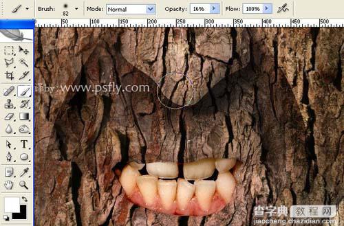 photoshop 合成恐怖的树皮脸16