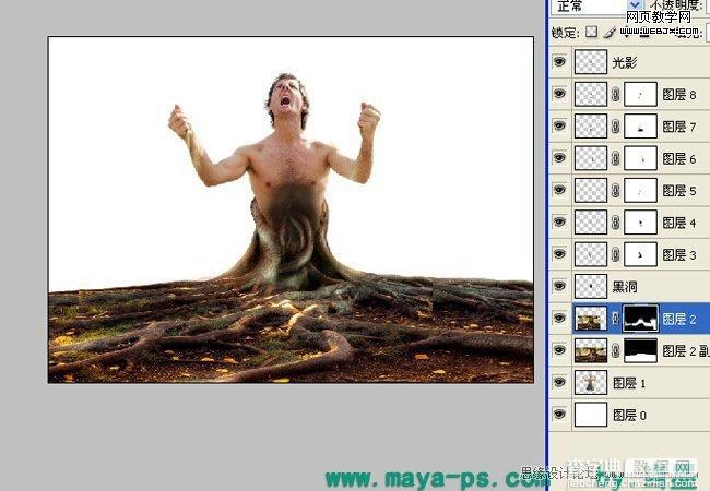 Photoshop合成吓人的树妖制作教程22