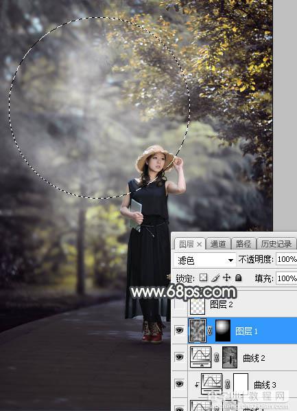 Photoshop将树林人物图片调制出梦幻的秋季黄褐色23