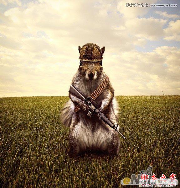 Photoshop设计打造出草原上超酷的松鼠守卫战士1