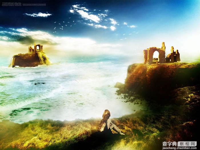 photoshop 合成海边梦幻的城堡遗址1
