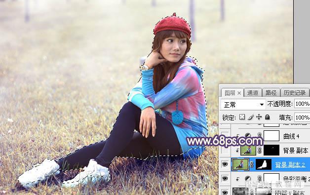 Photoshop将草地人物图片打造梦幻的秋季淡黄色21