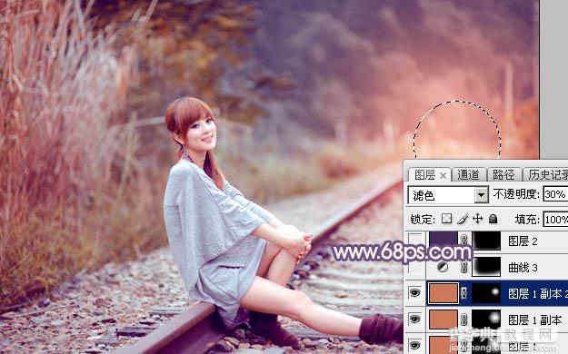 Photoshop为外景人物图片打造唯美的秋季紫红色30