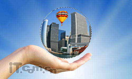 PS将城市及风景照片融入水晶球12