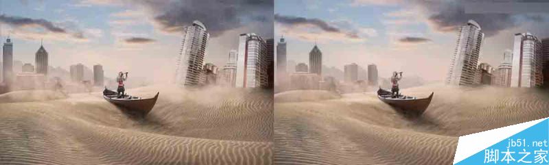 Photoshop合成创意风格被沙丘淹没的荒废城市场景13