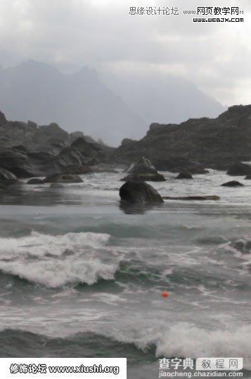 Photoshop合成制作梦幻的海边在坐岩石上的美女图片教程5