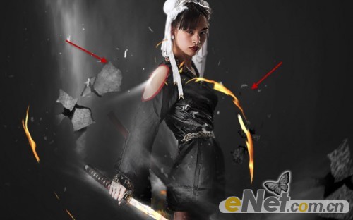 photoshop将美女图片合成制作出超酷的火焰武士40