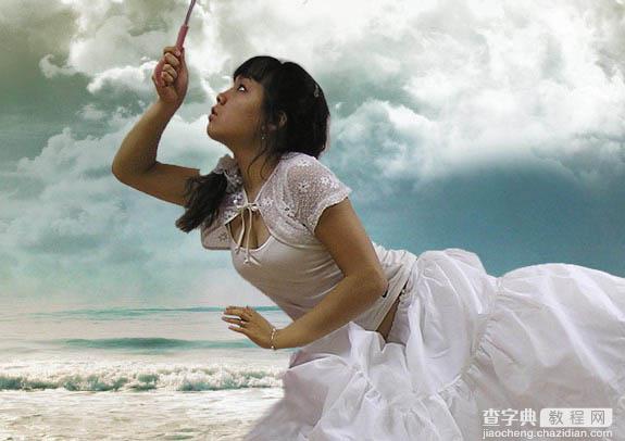 photoshop经典合成海边带伞飞翔的仙女21