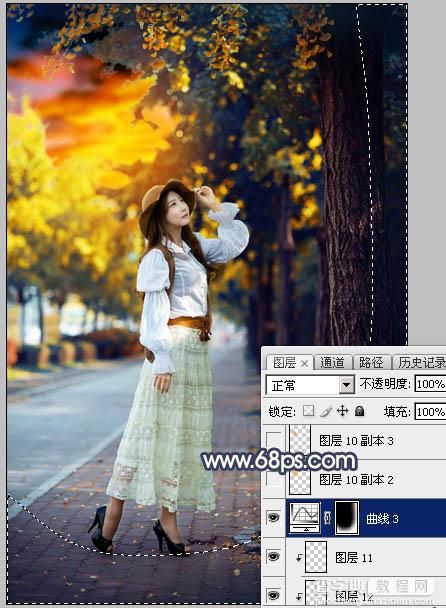 Photoshop为绿树下的人物调制出灿烂的霞光效果44