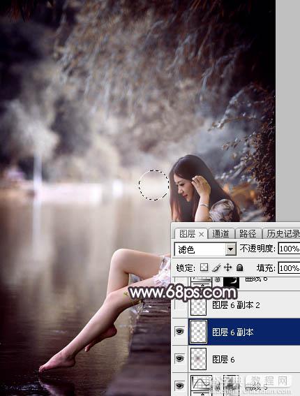 Photoshop将湖景人物图片打造出唯美的暗褐色秋季39