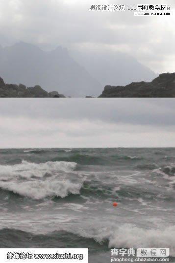 Photoshop合成制作梦幻的海边在坐岩石上的美女图片教程4