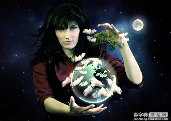 photoshop 合成玩转地球的女魔法师32