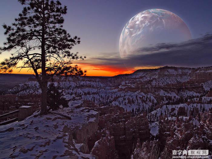 Photoshop为霞光图片增加漂亮的行星特效13