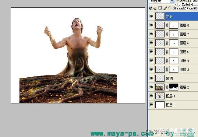 Photoshop合成吓人的树妖制作教程21