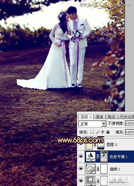 Photoshop调出梦幻紫色效果的外景婚纱照教程12