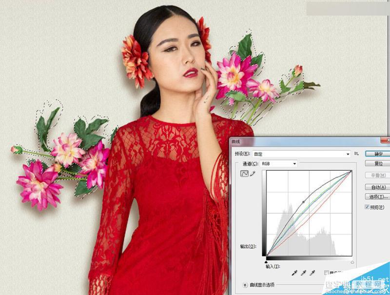 Photoshop将室内美女照片后期调出复古的中国风效果21