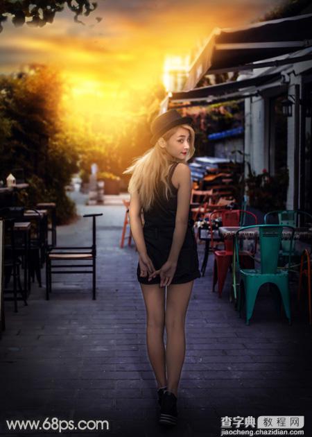 Photoshop调制出明亮的暖色霞光餐厅外的人物图片2