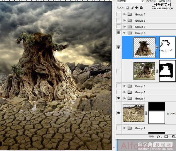 photoshop 合成恐怖的树怪11