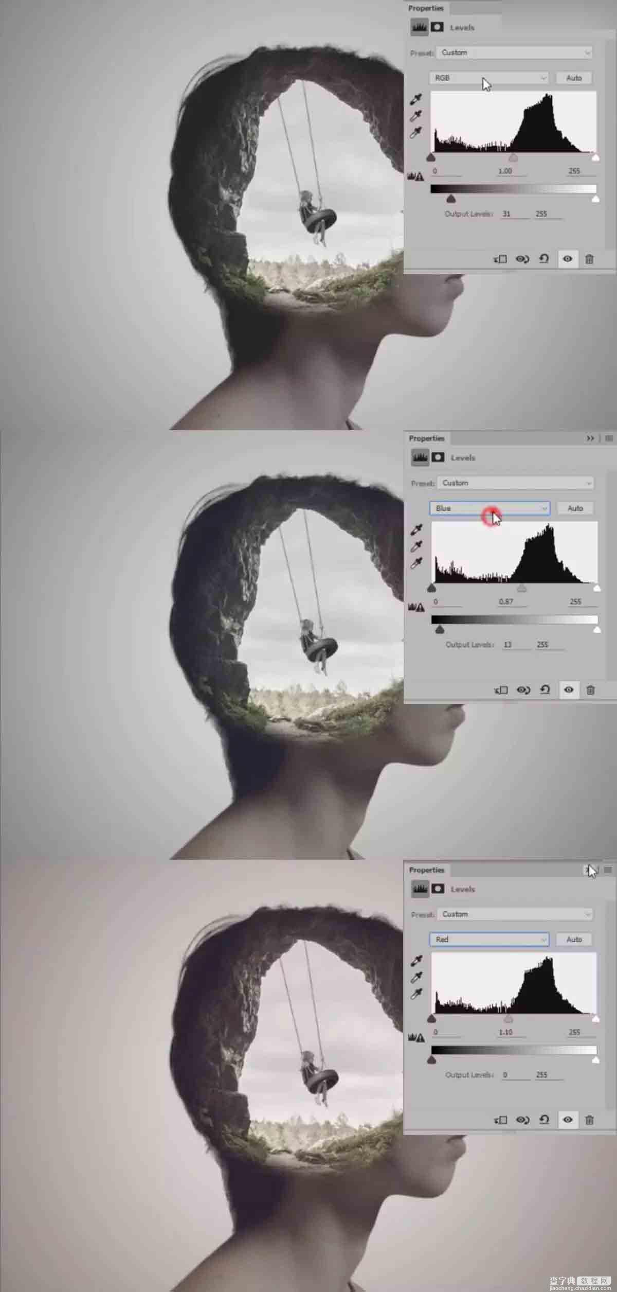 Photoshop创意合成人像和山洞结合的二次曝光效果图11