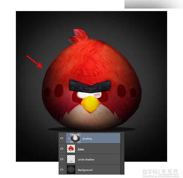 Photoshop绘制超逼真的红色可爱的愤怒的小鸟14