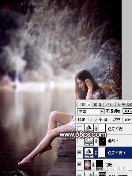 Photoshop将湖景人物图片打造出唯美的暗褐色秋季43