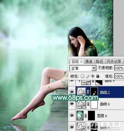 Photoshop将湖景人物图片打造甜美的粉调青绿色42